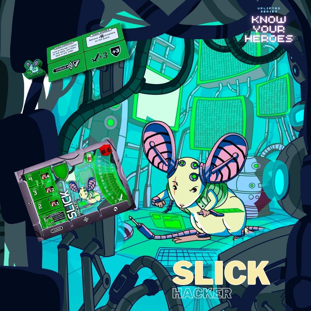 Plutonium_Dr's tweet photo. Slick, the Hacker 🐭
Initiative - 6
Base Attack - 2
Weapons - 1 tool, 1 blade
Level Ups - Hack tiles, Destroy drones remotely, Attack&Defense, Monster Destroyer, Weapon slots
.
.
.
#kickstarterboardgames #boardgames #tabletopgames #allhoomanzaredead #boardgamesgeek #gamefound https://t.co/lvbWBilp75