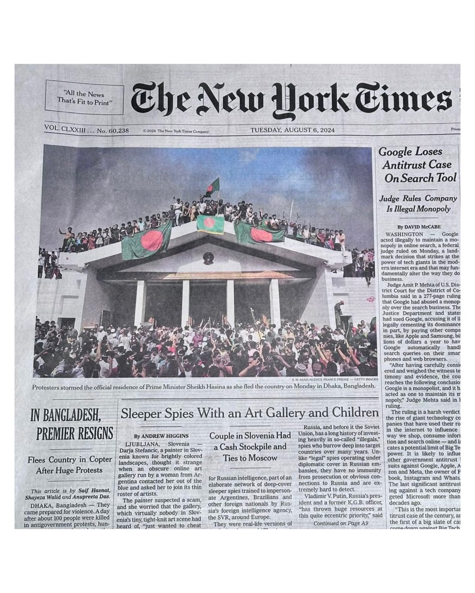 Today’s front page of <a href="/nytimes/">The New York Times</a> (print edition) features one of my photograph taken on 5 August 2024. 

#dhaka #bangladesh #student #photographer #journalist #news #newsupdate #qutamovement #quotareformprotest