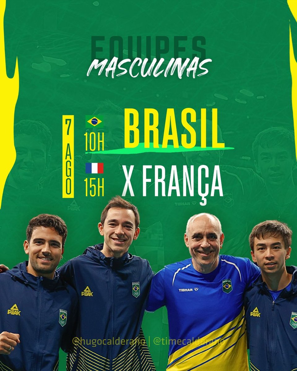 hugocalderano's tweet photo. Daqui a pouco tem quartas de final contra a atual vice-campeã mundial por equipes 🏓

🇧🇷 Brasil x França 🇫🇷

⏰ 10h 🇧🇷 / 15h 🇫🇷

📺 Globo / SporTV / CazéTV / Globoplay / Olympics

#TimeCalderano #Paris2024 https://t.co/wvCNpvtqsQ