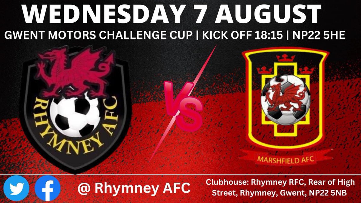 Rhymney AFC kick off the 2024/25 season TONIGHT with a home cup fixture in The Gwent Premier League County Motors Challenge Cup as they welcome Marshfield AFC to The Eisteddfod Field. Kick off is 18:15. Can the boys start the season off with a win? #Brewers 🔴⚫️⚽️