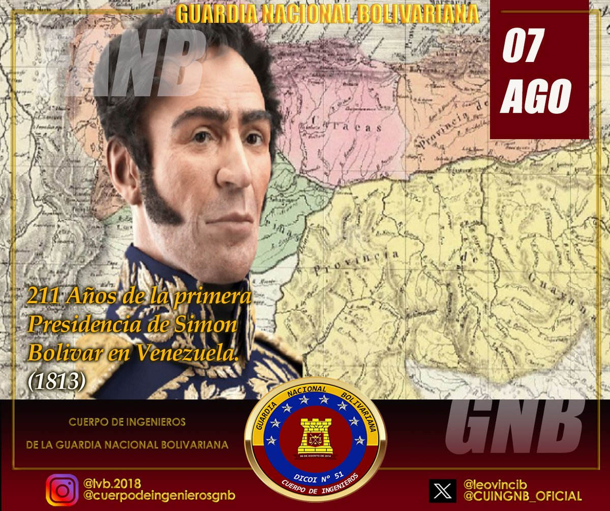 #07AGO24 Un Día como hoy en el año 1813, Simón Bolívar se convierte en presidente de Venezuela, Desde ese año hasta meses antes de su muerte, en 1830, sostuvo el cargo de primer mandatario nacional. 
@ElioEstrada18 
<a href="/leovincib/">leonardo vinci</a>