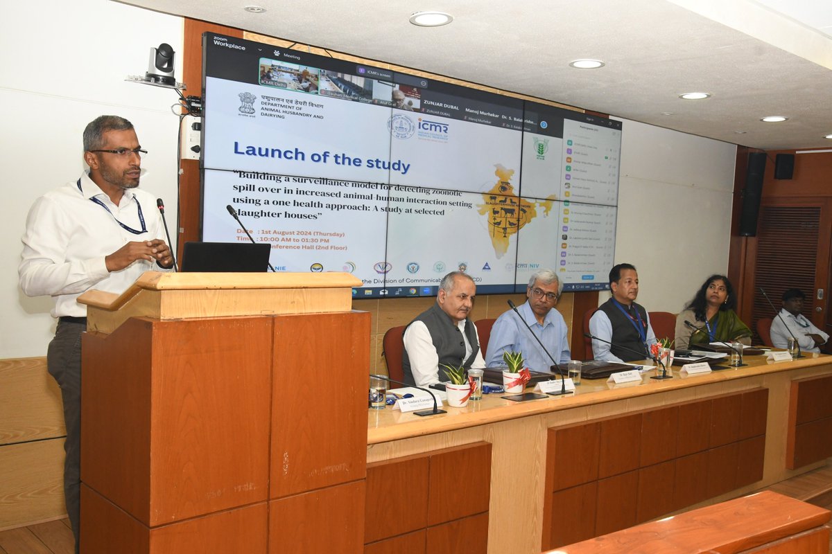 ICMRDELHI's tweet photo. ICMR, with ICAR, DAHD, &amp; NCDC, launched study on zoonotic spillover detection. Using One Health approach, it builds a surveillance model in slaughterhouses. This is an example of multi-stakeholder surveillance in human-animal interfaces for developing vaccines &amp; diagnostics. https://t.co/YM4iPYbG2Q