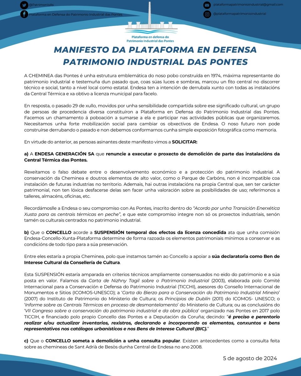 PatrimonioAs's tweet photo. O noso Manifesto
Defendendo o que é noso.
#NonÁDemolición https://t.co/m2XuRYrVX0
