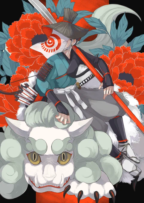 牡丹に唐獅子#花の日#花の日なのでTLを花で埋め尽くそう 