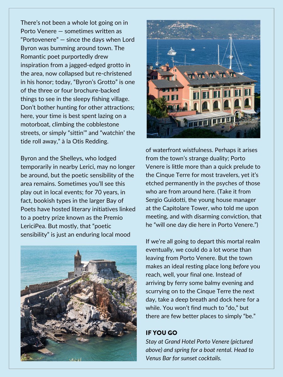 "Everyday poetry in and around Porto Venere…

#Portovenere is often used as little more than a crash pad before or after a trip to the #CinqueTerre. 

But we suggest making like Lord Byron and staying put for a while."

Thank you for the mention, Bellissimo Magazine!

#liguria