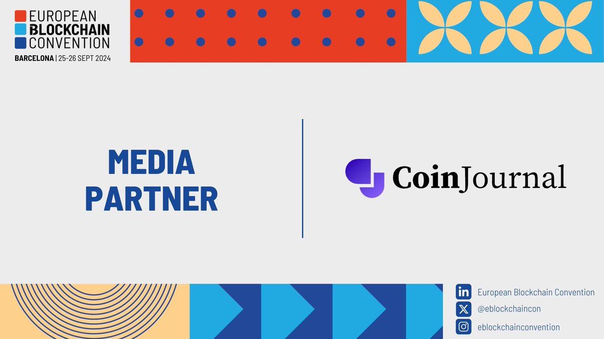 🚀Join us at the European Blockchain Convention 🌍

Be part of Europe's top #Blockchain and #DigitalAssets event - 6,000 attendees and 300 speakers!

📅25-26 Sept 2024
📍Barcelona, Spain

Use the code 15COINJOURNAL to get a 15% discount: tickettailor.com/events/europea… #EBC10 #Web3