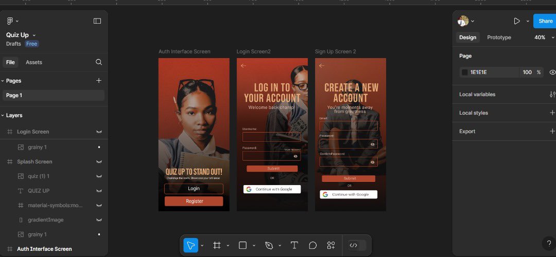 OthnielOtuo's tweet image. Recently designed an authentication flow for a quiz app on figma and proceeded to build with flutter.  #uidesign #flutter #mobileapplicationdevelopment