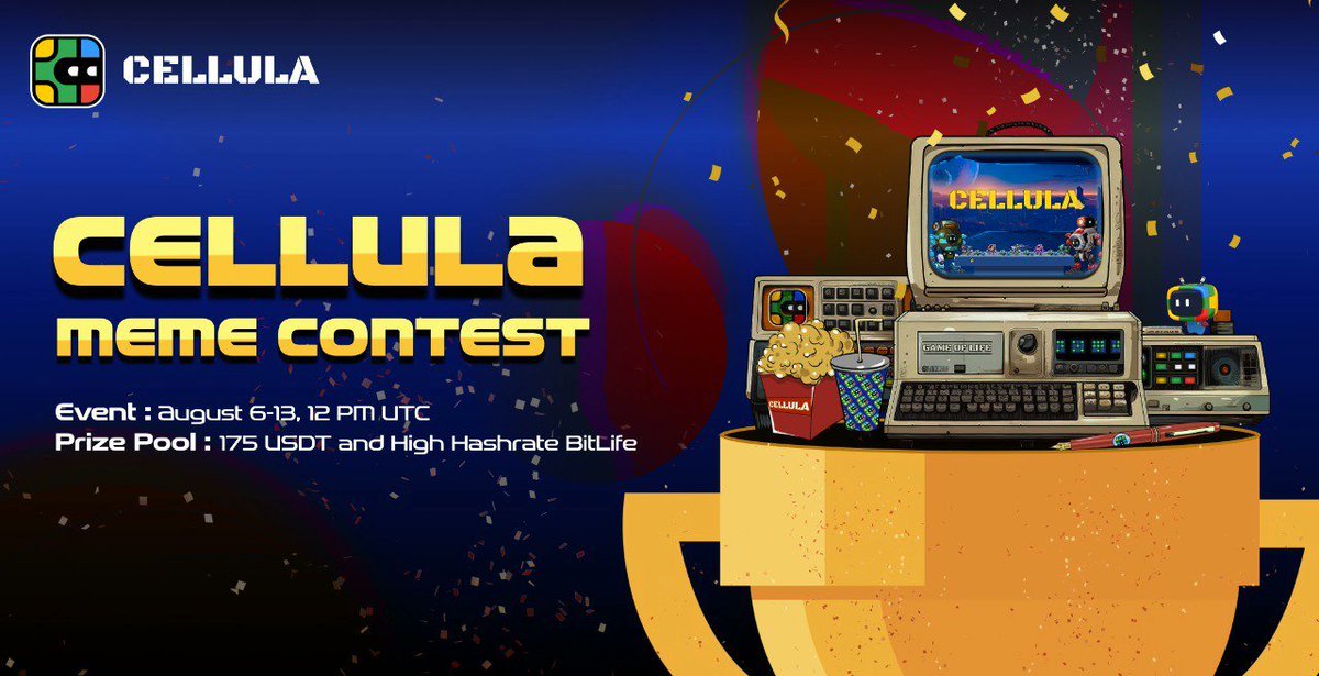 cellulalifegame's tweet photo. 🎉 Join the Cellula Meme Contest! 🎉

Unleash your creativity and win big! Create Cellula-themed memes and share them across our social platforms for a chance to win:

🏆 Prizes: 
1st: 100 USDT + 5 High-hashrate BitLife
2nd: 50 USDT + 3 High-hashrate BitLife
3rd: 25 USDT + 1 High-hashrate BitLife
Participation: 1 High-hashrate BitLife

📅 Event: Aug 6-13, 12 PM UTC
📅 Results: Aug 16

How to Enter:
1️⃣ Create Cellula-themed memes
2️⃣ Post to ⁠🌏｜general + ⁠🎨｜meme-contest on Discord and Telegram
3️⃣ Share on Twitter: Tag @cellulalifegame & use #CellulaMemeContest
4️⃣ Submit memes Aug 13-15

Evaluation:
Creativity (40%)
Relevance (30%)
Engagement (30%)

FAQ:
🇶 Can I submit multiple memes?
🇦 Yes, but each will be judged separately.

🇶 Formats?
🇦 Image, GIF, and video accepted.

🇶 Where to submit?
🇦 Submission portal opens Aug 13.

Let's make a splash! 🌊

#Cellula