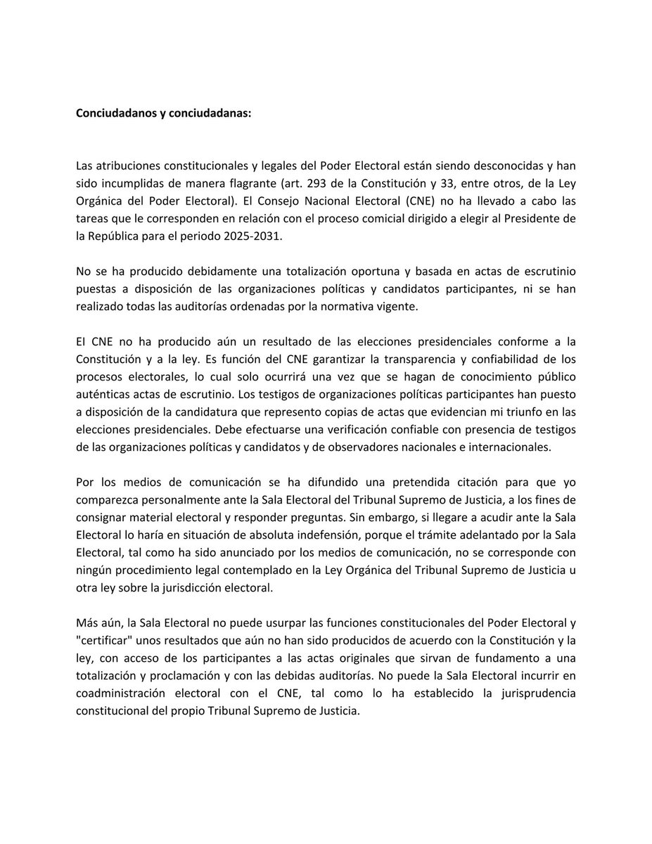 EdmundoGU's tweet image. Ante la pretendida citación a la Sala Electoral del Tribunal Supremo de Justicia