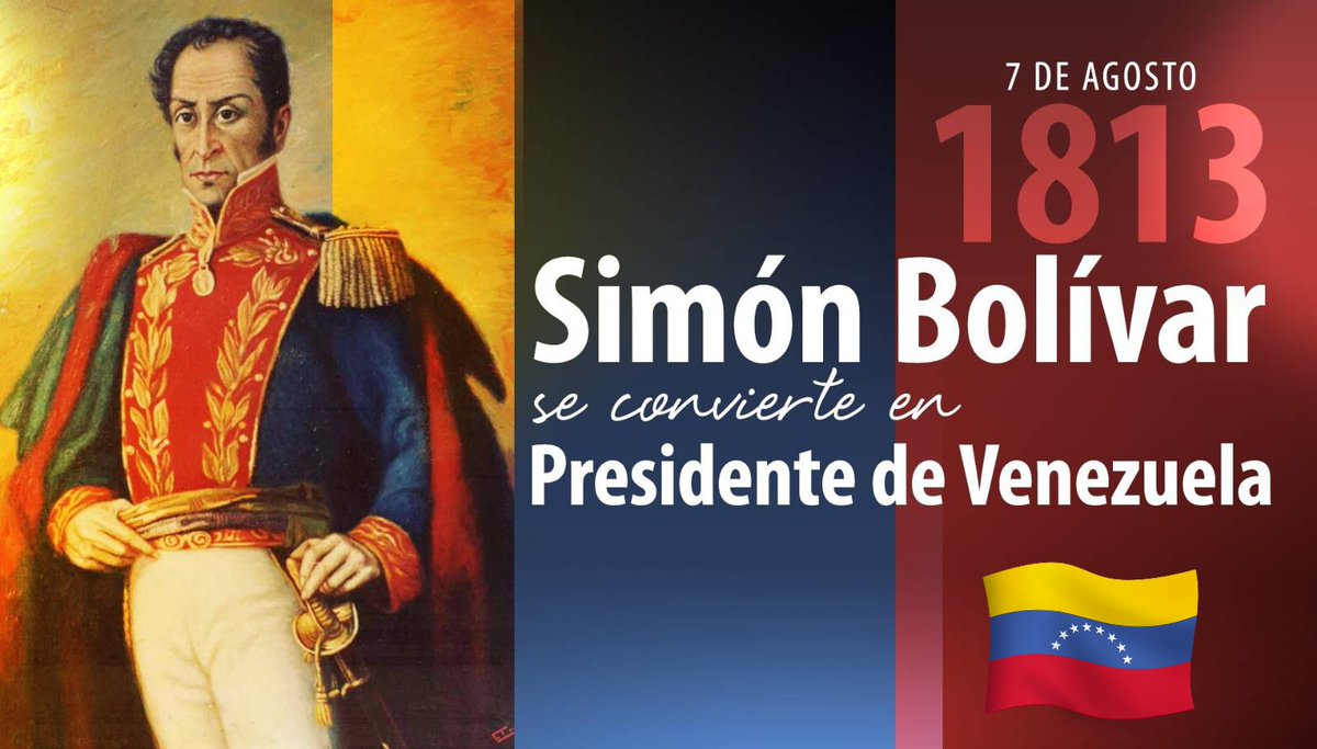 #07Ago Luego de un célebre discurso, el Congreso de Angostura, decidió juramentar al Libertador, Simón Bolívar, como el primer Presidente de Venezuela. Su mandato duró hasta el 17 de diciembre de 1813, cuando asumió la jefatura de la Gran Colombia.