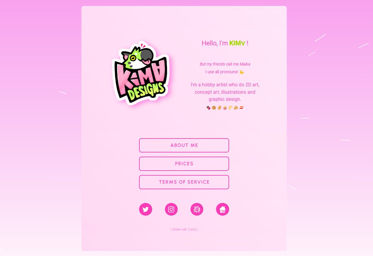 DesignsKima's tweet image. Here&apos;s my carrd updated!

kimadesigns.carrd.co