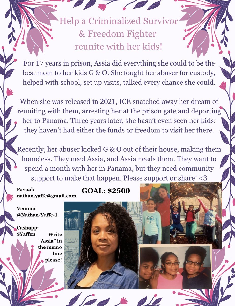 Assia shows up for her communities—mothers behind bars, criminalized survivors, immigrant survivors—&amp; has for years. Despite having been absolutely brutally mistreated by the system, having her dreams of reuniting with her family crushed, &amp; ongoing impossible legal battles.