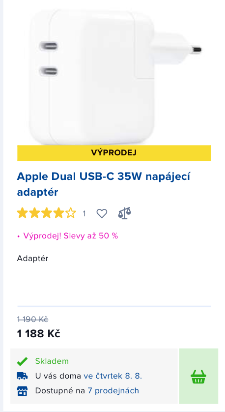 adamkoudela's tweet photo. MEGA AKCE VÝPRODEJ v #Electroworld "až -50%" je vážně zajímavá. Třeba sleva celé 2 Kč !!! na tento adaptér od Apple určitě zaujme....ale leda tak ČOI 🤡 https://t.co/5QBvYtuRBz