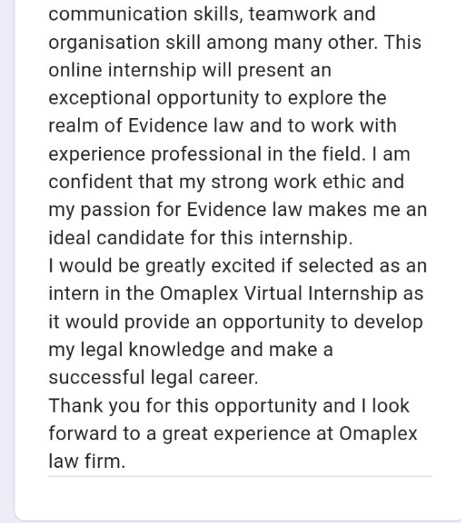 AjimotokanD1's tweet image. Here is my application essay for the Omaplex law firm virtual internship program. 

I hope that I will be considered for this opportunity.
#ovip2024 #virtualinternship #lawstudents