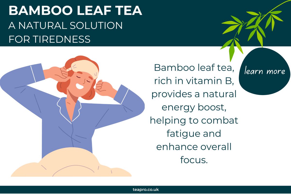 TeaProUK's tweet image. Boost your energy and focus with bamboo leaf tea! 

This tea contains vitamin B, an energy boosting nutrient useful for maintaining focus.

Explore more benefits here: teapro.co.uk/bamboo-leaf-te…
#teapro #thirstythursday #teahealth #bambooleaftea