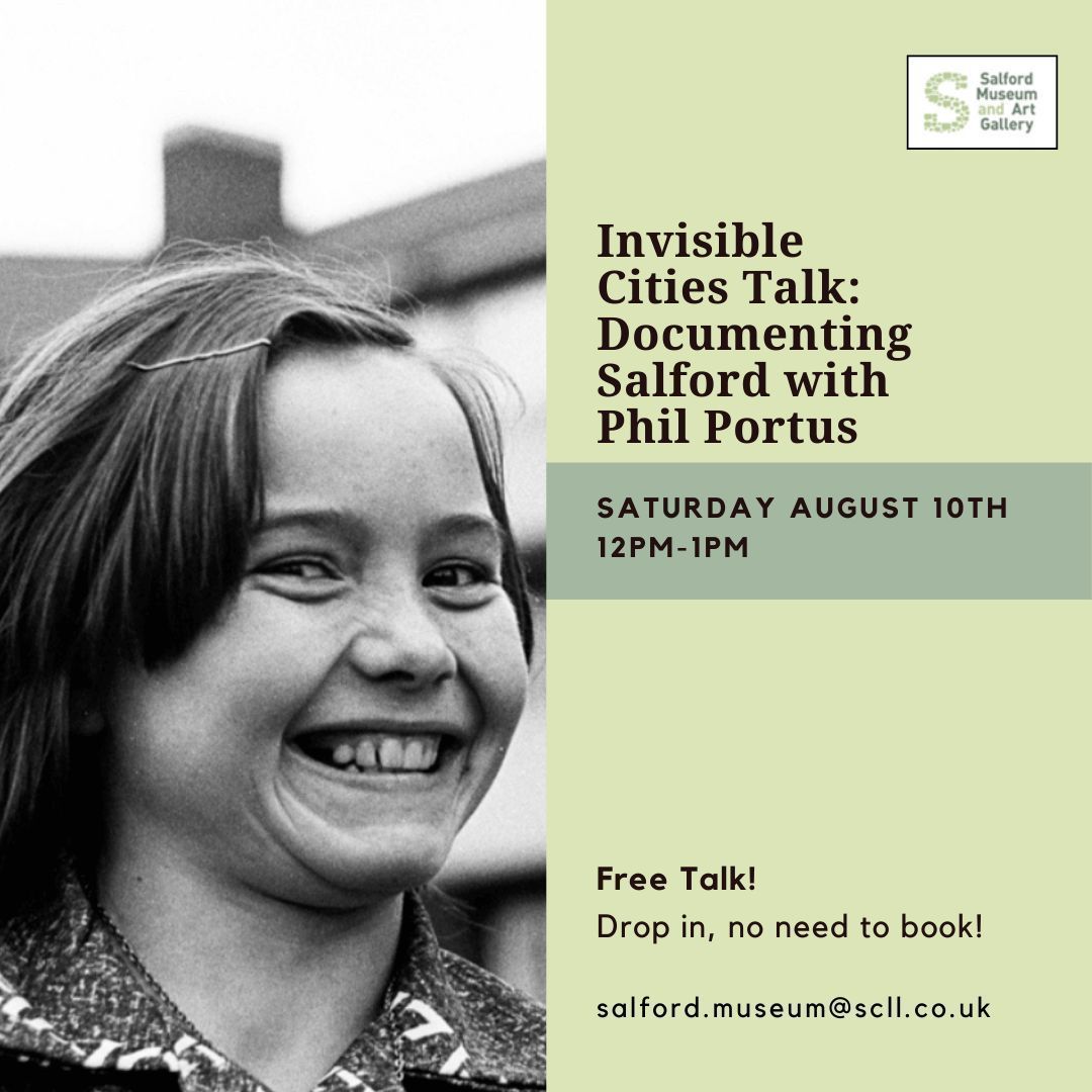 SalfordMuseum's tweet photo. This Saturday!🌟📸
Join local photographer Phil Portus to learn more about his time spent capturing Salford in 1977.
FREE, drop-in. No booking required.
#invisiblecities #salfordphotos #salfordhistory #salfordmuseum https://t.co/8TGRGqE9Mt