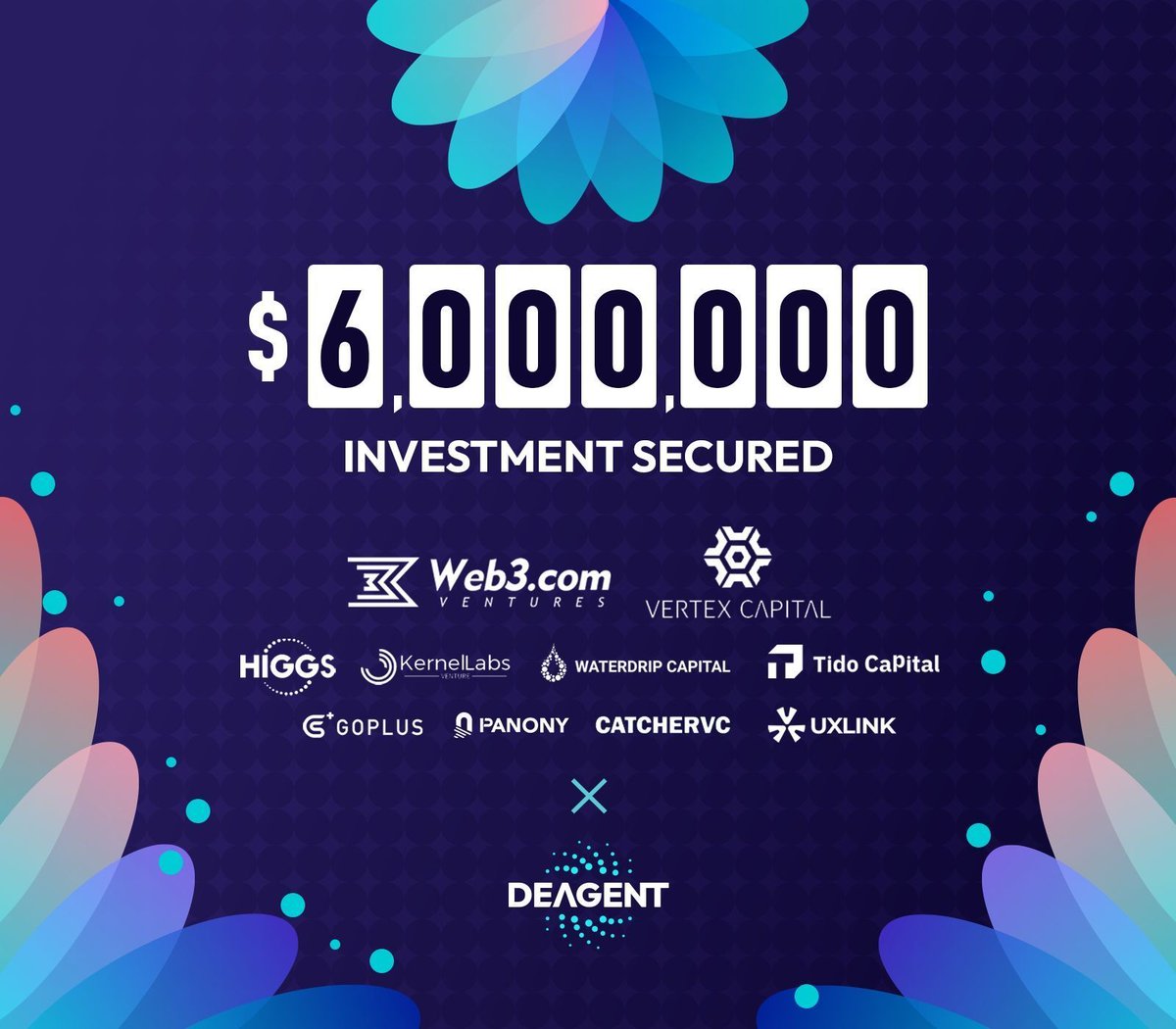 We’re thrilled to announce that DeAgentAI #deagent has raised $6M in seed #funding! 🎉 

Huge thanks to <a href="/Web3com_VC/">Web3.com Ventures</a>, <a href="/VertexCapitalUK/">Vertex Capital</a>, and all our amazing partners for their support. 

Together, we're building the future of AI in #crypto! 🌐🚀