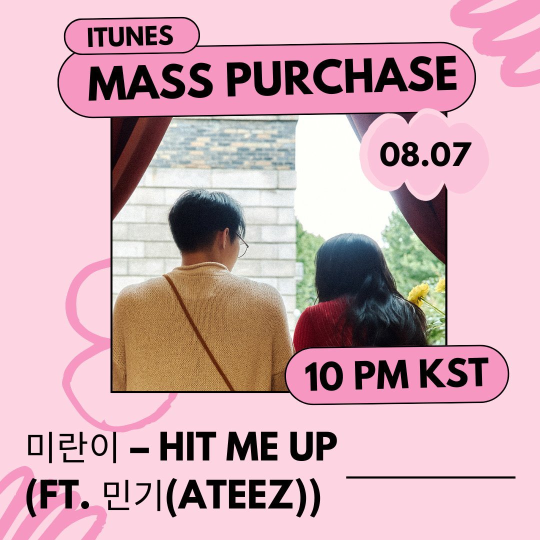 GlobalMingi's tweet image. [📢] 미란이 (MIRANI) – Hit Me Up (Ft. #민기 (#ATEEZ)

ATINY! Join us in the mass purchasing of #HitMeUp at 10 PM KST! 

Use the tag to show your purchase
#.HMU_MIRANIftMINGI  

#MIRANI #미란이 #MINGI #에이티즈 
@ATEEZofficial
