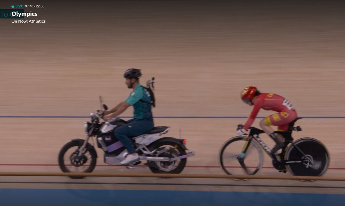 GreenMoped's tweet image. If its good enough for the 2024 #olympics, it's good enough for anyone. A #supersoco #tcmax #electricmotorcycle being used to set the riders off at the #keirin event. Available to test-ride and buy from green-mopeds.com #ev @vmotosocouk @vmotoofficial