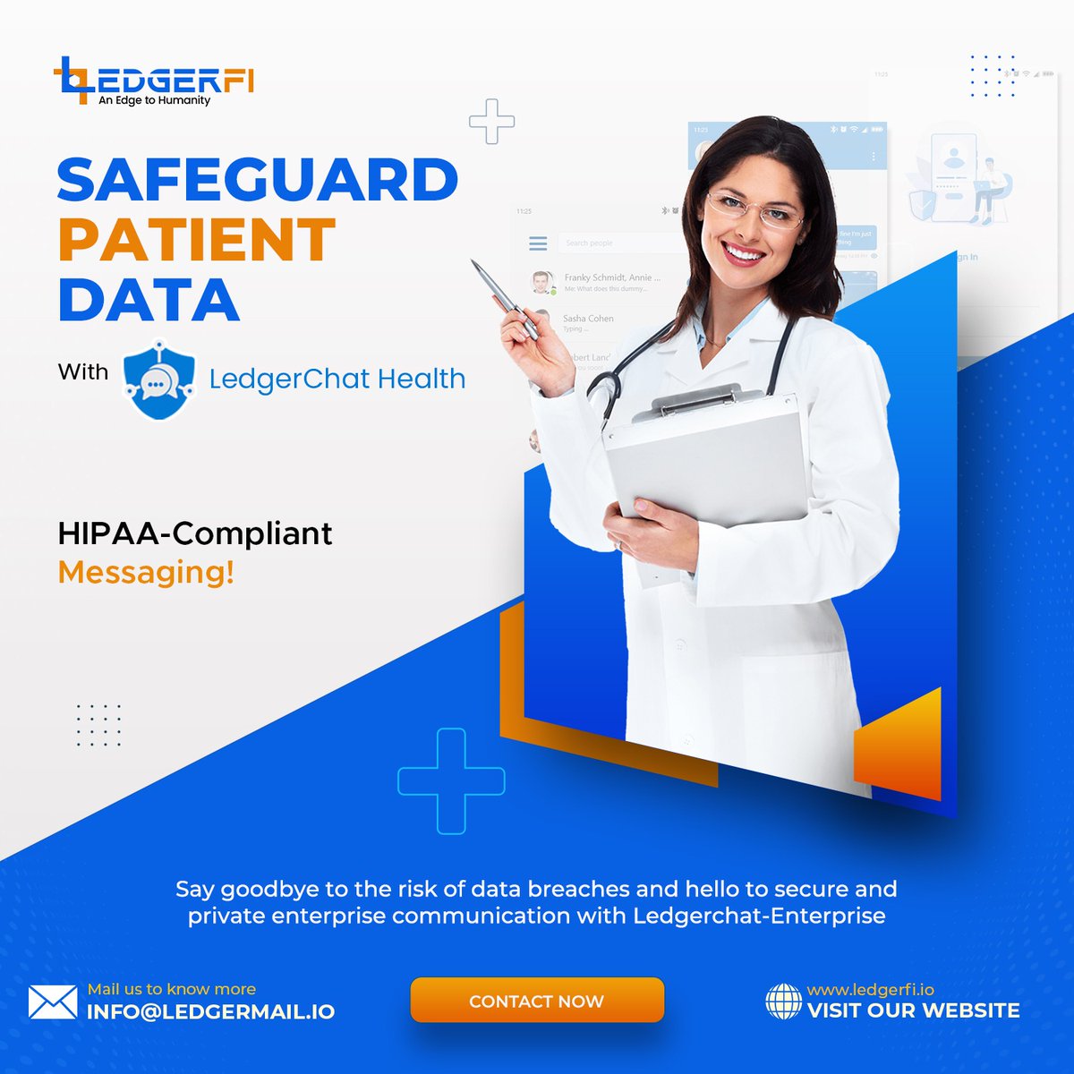 Ensure the security of your patient communications with Ledgerchat Health. 🔒 Our end-to-end encrypted, HIPAA-compliant messaging system protects sensitive information, maintains confidentiality, and builds trust. 🛡️💬
#dataprotection #securehealthcare #cybersecurity