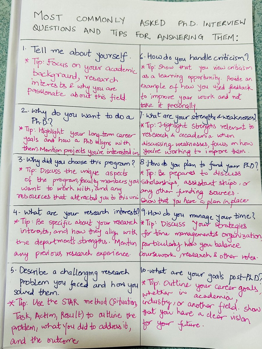 Most commonly asked PhD interview questions and how to answer them🥇🎯
<a href="/OpenAcademics/">OpenAcademics</a>