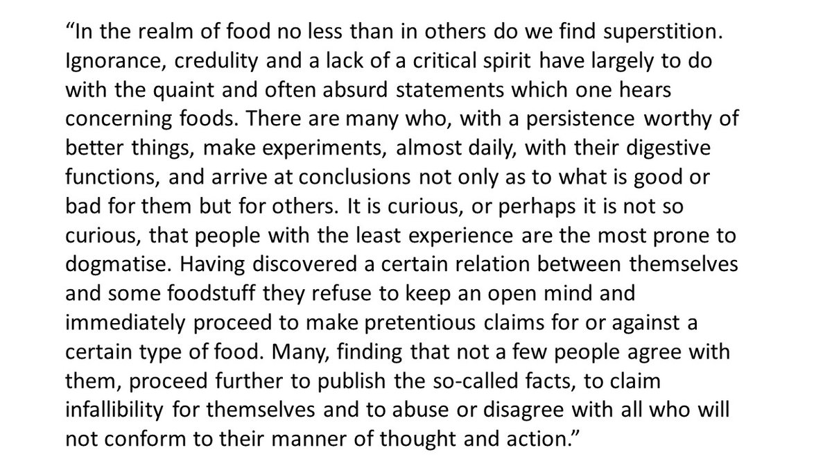 LouiseMBurke's tweet photo. Thanks to Ron Maughan for finding this. Source: EWH Cruickshank, Regius Professor of Physiology, University of Aberdeen, In: Food and Physical Fitness, 1938.  
Plus ca change.... https://t.co/pZUmErkmfn