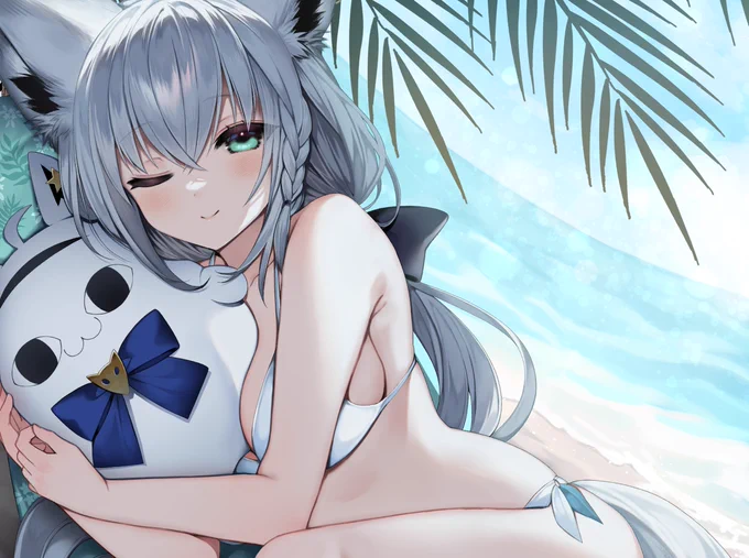 イラスト本とアクリルスタンドに1枚ずつ寄稿させて頂きました!夏らしい絵が描けたのでよかったら見てください#絵フブキ 
