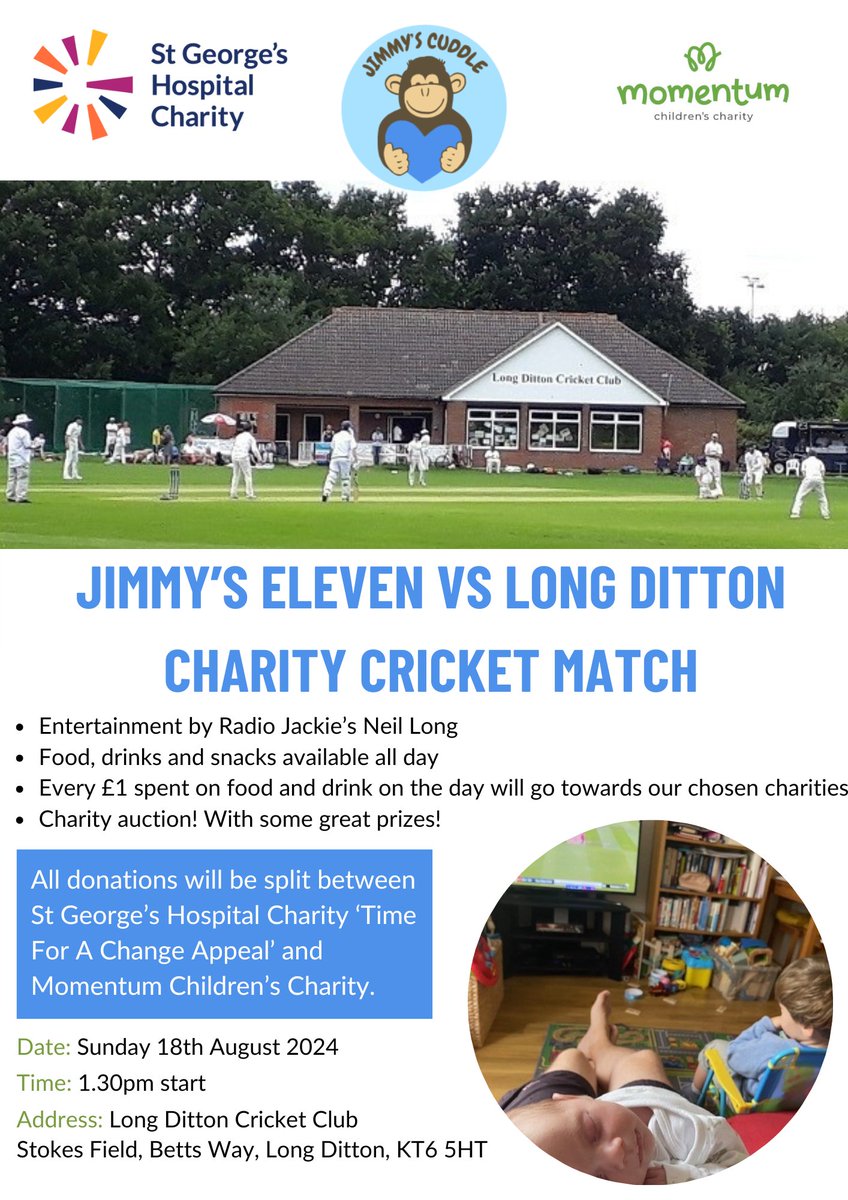 Today, Momentum dad George Alderman joined <a href="/radiojackie/">Radio Jackie</a>  to share the story of his angel, Jimmy, and to talk about a special cricket match organised in Jimmy’s memory.
Want to get involved? 🏏 Follow this link: justgiving.com/.../george-ald…