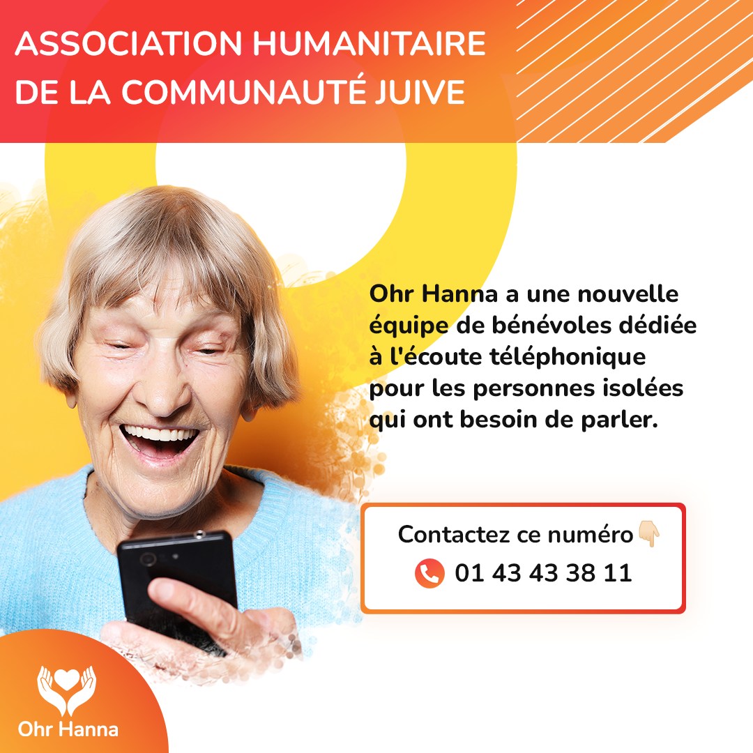 assoc_ohrhanna's tweet image. !! Les actions d'Ohr Hanna !!

L'association  Ohr Hanna a une nouvelle équipe de bénévoles dédiée à l'écoute  téléphonique pour les personnes isolées qui ont besoin de parler.

#ohrhanna #association #aiderlesautres #bénévole #bénévolat