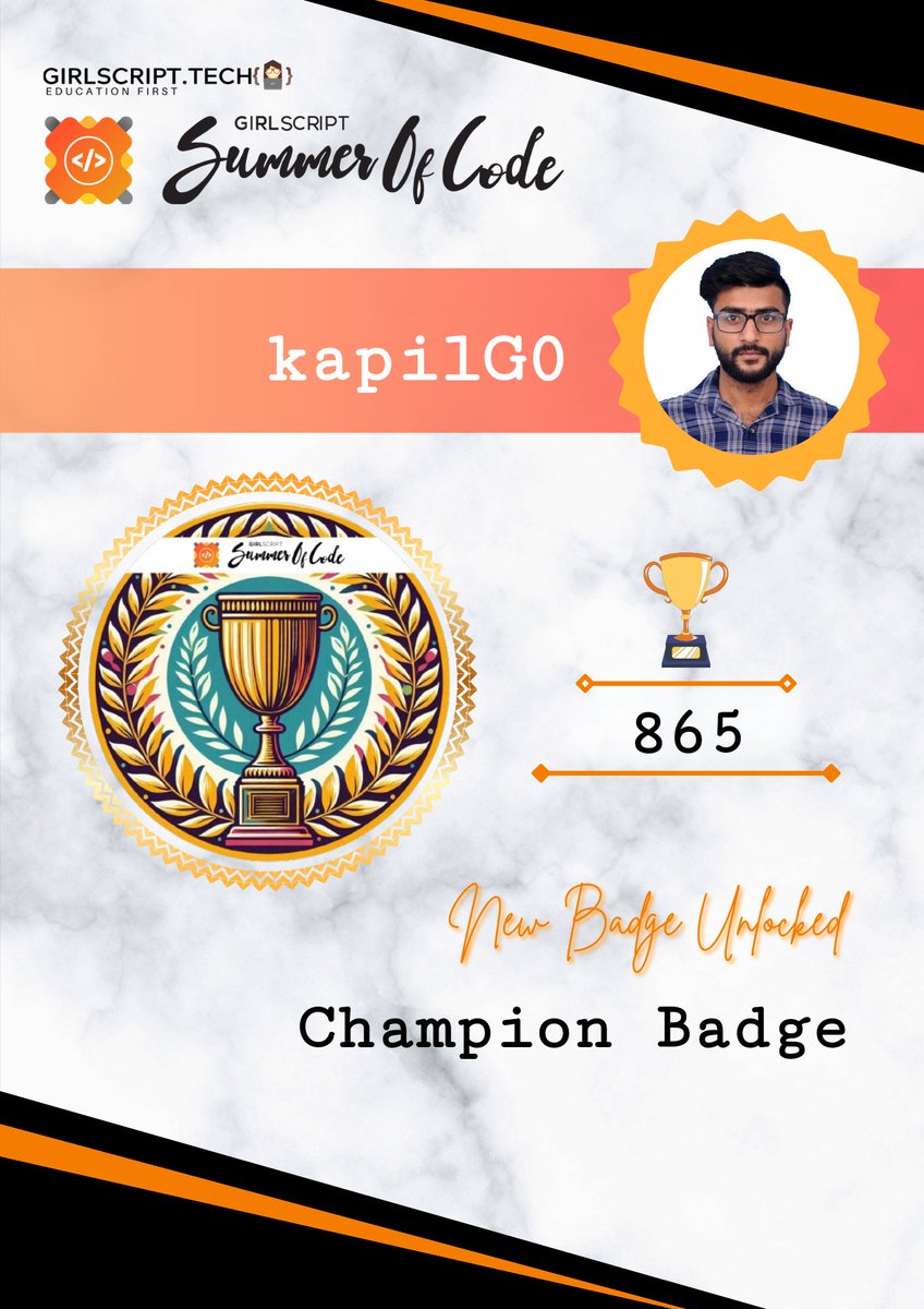 KG161997's tweet image. Hello everyone. I am excited to announce that I have achieved 145 rank in Girlscript Summer of code Leaderboard. #gssoc #gssocbadge #girlscript