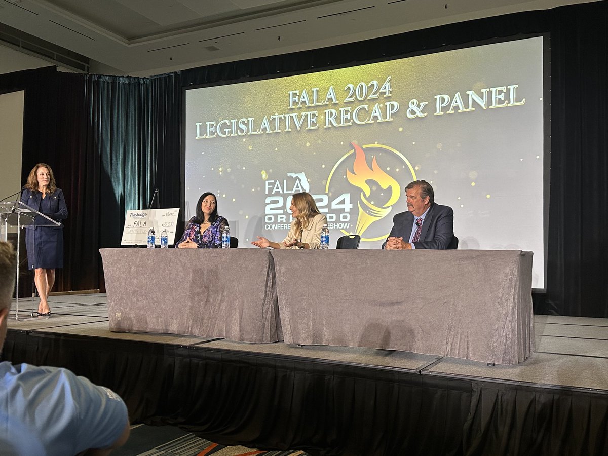 FALASOURCE's tweet photo. It was a fantastic Legislative panel with Rep. ⁦@JenniferCanady, FALA CEO @Bijoi_Ikli and ⁦@FHCA⁩ CEO Emmett Reed #FALAcon2024 #partnership ⁦@LibertyPartners⁩ https://t.co/rscL2LmVvX