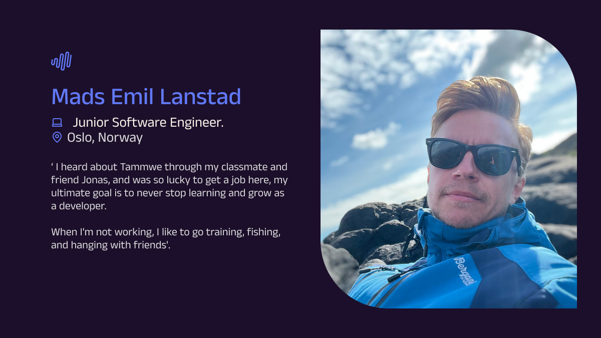 tammwe's tweet photo. Show some love to our incredible team members who make it all happen. Meet Mads Langstad, who works on our Engineering team. He began his journey into software engineering a couple of years ago after working as a carpenter for 8 years. He joins us from Oslo, Norway. 🥂 https://t.co/M5ZApOCT5l