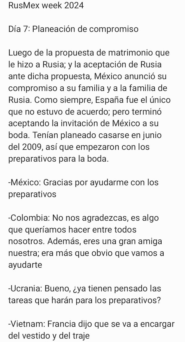 nadina0041's tweet photo. Ya llegó el día 7 de este @week_country, se acerca el día final. Disfruten de esta historia
RusMex Week 2024
Día 7: Planeación de compromiso
#rusmexweek #rusmexweek2024 #saverusmex https://t.co/etO3YMDNqe