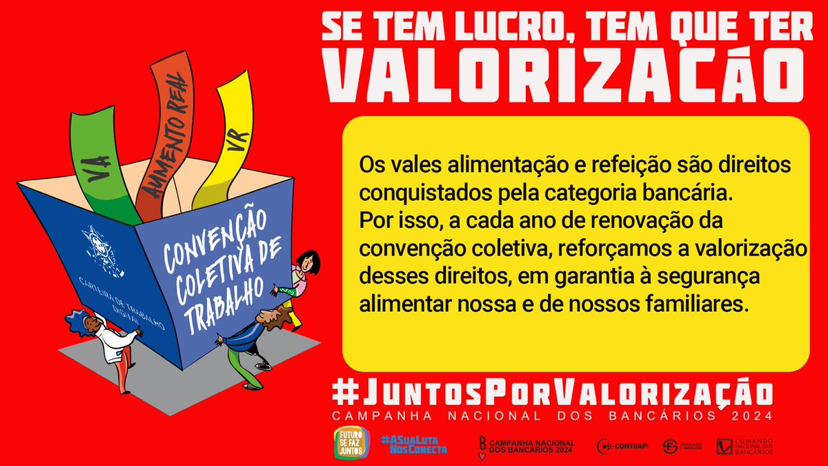 bancariosbahia's tweet photo. Aumento salarial, PLR, VA e VR são direitos conquistados pela categoria bancária que sem as mobilizações e as lutas históricas não existiriam! #JuntosPorValorização @febraban_oficial https://t.co/E91WdfQ8KU