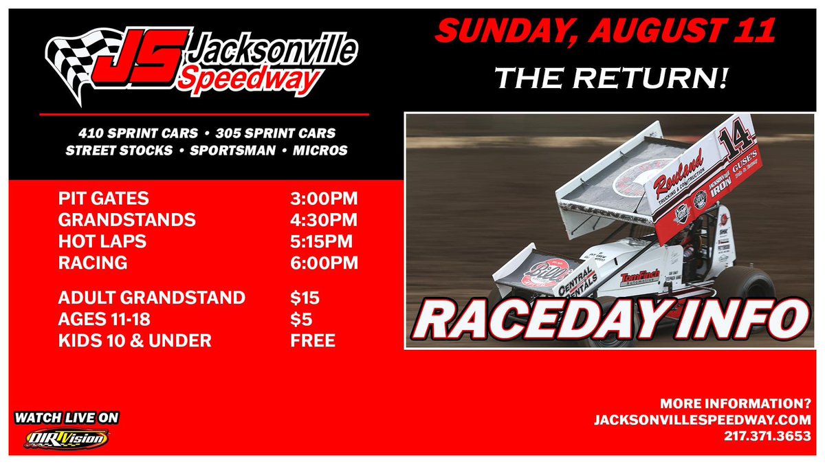 This Sunday August 11th.  The Return!

Everything is an hour earlier than normal.   Let's get back at it and have a heck of a Sunday Funday with Sprint Cars and More!