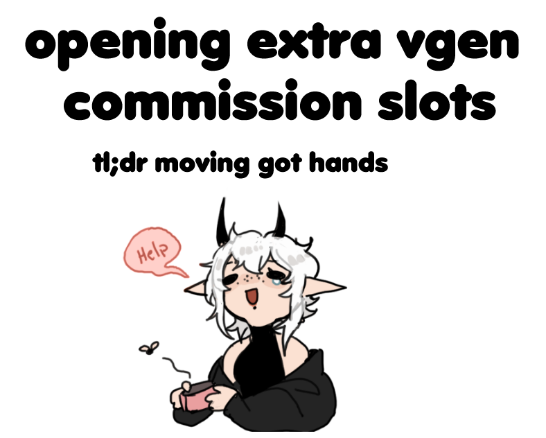 Philonob's tweet photo. I opened few extra slots of on VGEN as bills are kicking my butt :') I have some queue already so the waiting time will be a bit longer which I apologize for.
➡️https://t.co/JsCNNIpRQK https://t.co/RAadrMTSis