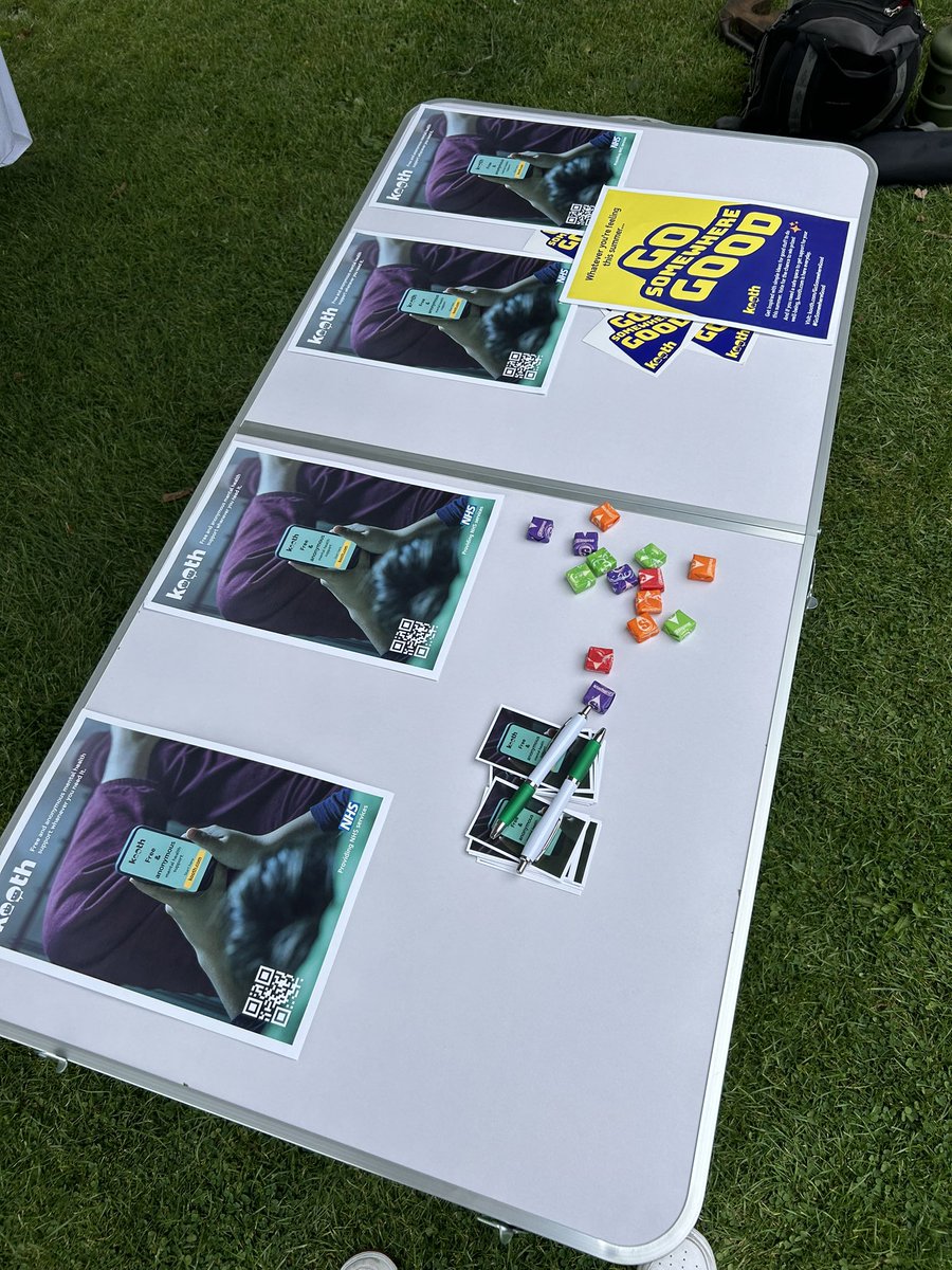 Here at an INCREDIBLY windy event at Maurice Lea Memorial Park #Derbyshire this afternoon! I’ve blue tacked everything down…but you should really come say hi before I blow away 😅 

I’ve got lots of information about Kooth.com and of course some sweets too🍭