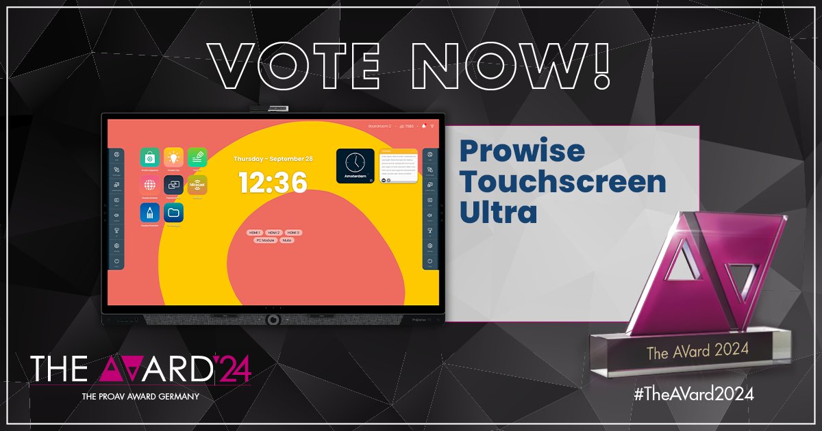 Auch dieses Jahr sind wir für den AVard nominiert 🥳 Helft ihr uns, zu gewinnen? 🙌

Stimmt ab über diesen Link 👉 prowi.se/AVard-24. Klickt dann auf das "+" rechts neben "HIER VOTEN" und wählt für den Prowise Touchscreen Ultra.

Vielen Dank! 😍 

#Prowise #Bildung #AVard
