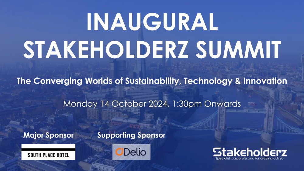 Join us for the inaugural Stakeholderz Summit, where we’ll explore 'The Converging Worlds of Sustainability, Technology, and Innovation.' 

The event will be held at the luxurious SOUTH PLACE HOTEL in London.

To Register - 143843892.hs-sites-eu1.com/stakeholderzsu…

#London #Sustainability #EVENT