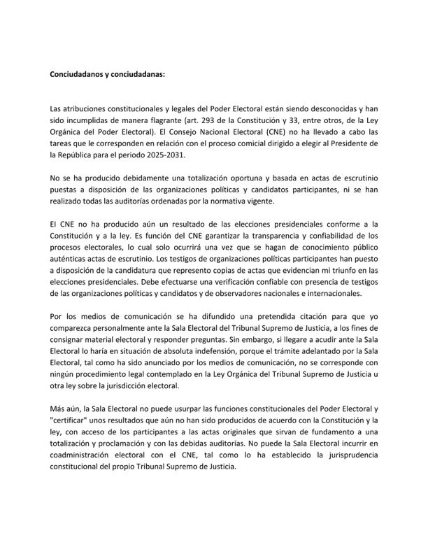 BrigadasCHCH's tweet photo. Edmundo González ni va al TSJ ni es "presidente electo "

😴 https://t.co/gN41aq4sQ4