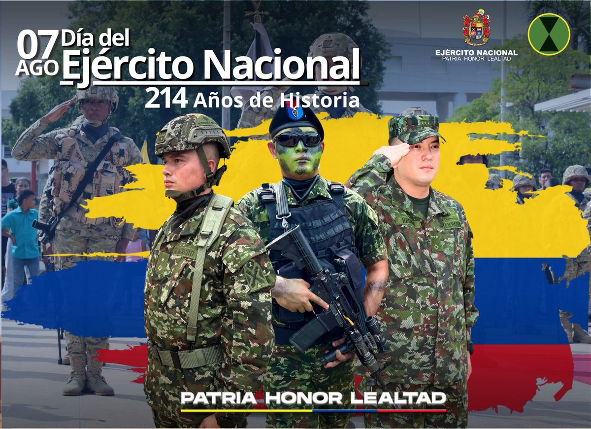 Ejercito_Div1's tweet photo. Conmemoramos nuestro día rindiendo un homenaje a cada hombre y mujer que con entrega y sacrificio han forjado un mejor camino para todos los colombianos.

#DécimaBrigada 
#DíaDelEjército 
#NuestroCompromisoEs🇨🇴 https://t.co/CDPS5ppMST