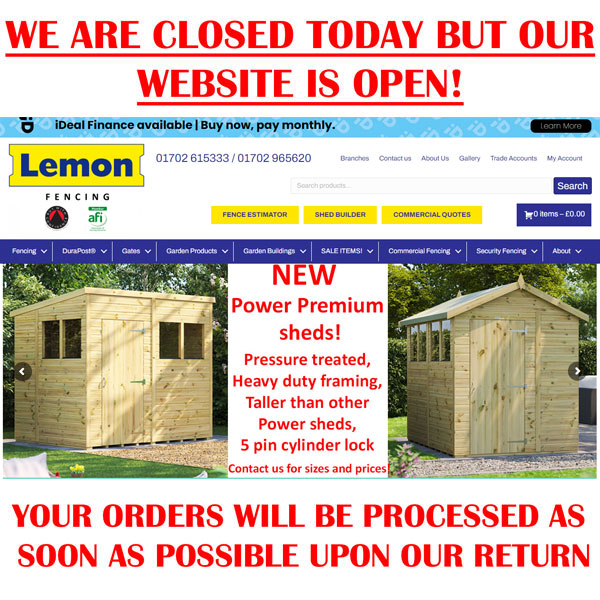 lemonfencing's tweet image. We are closed today for the bank holiday but our website is open. Place your orders as normal and we will process them as soon as possible upon our return tomorrow. You can also get a quote for fencing via our online estimator too! #LemonFencing #Southend #Essex