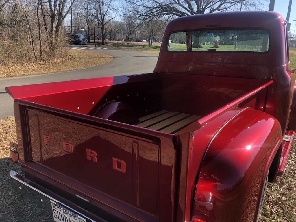 BlackWolfAuto's tweet photo. 1953 Ford F100 restored &amp; customized! 
Restomod includes modernized V8 engine rebuild, disc brakes, air-conditioning, remote-controlled doors &amp; hood, fully restored exterior, trim, &amp; upholstery. 
#car #truck #classic #classiccar #antique #vintage #restomod #custom #blackwolfauto https://t.co/8GdKkt2nSR