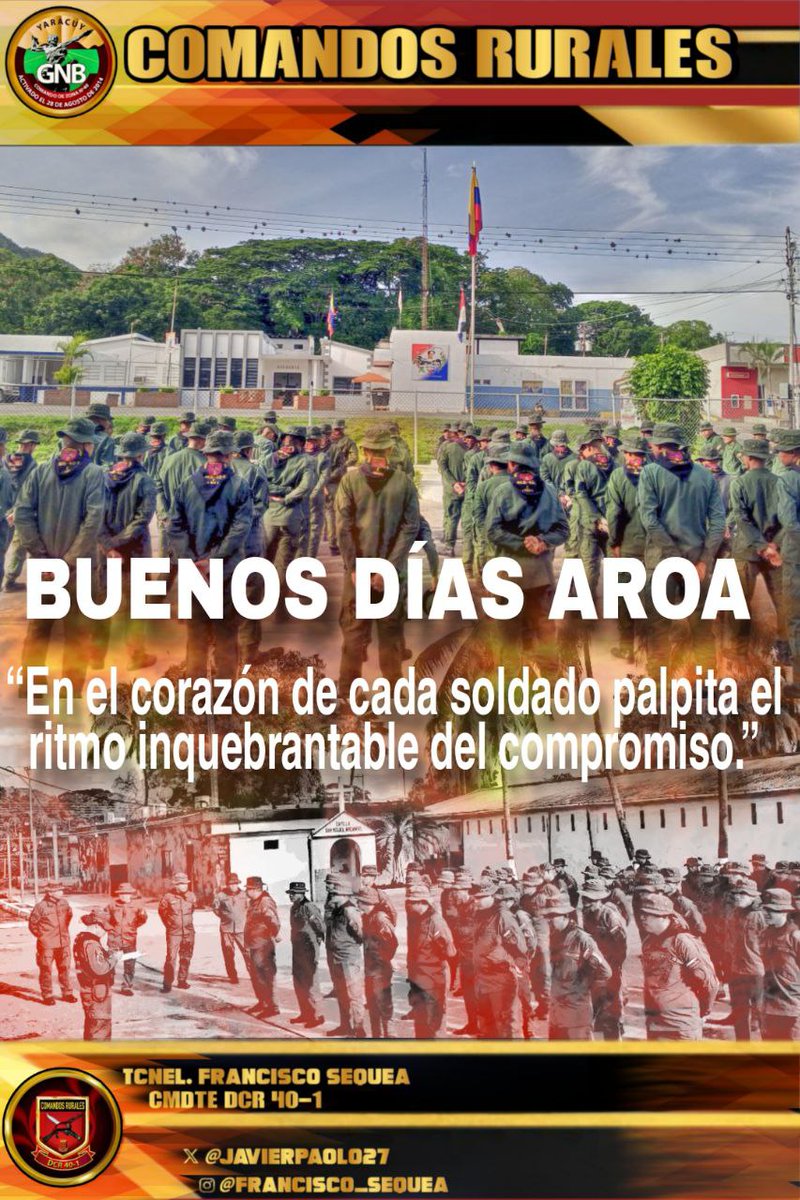 Comando40_1's tweet photo. #07Agosto #FANB El DCR40-1 les desea buenos días. #GNB #IntegrarEsVencer #NadieDetieneAlPuebloValiente
@gustavoleon838 https://t.co/l9rbLNcofz