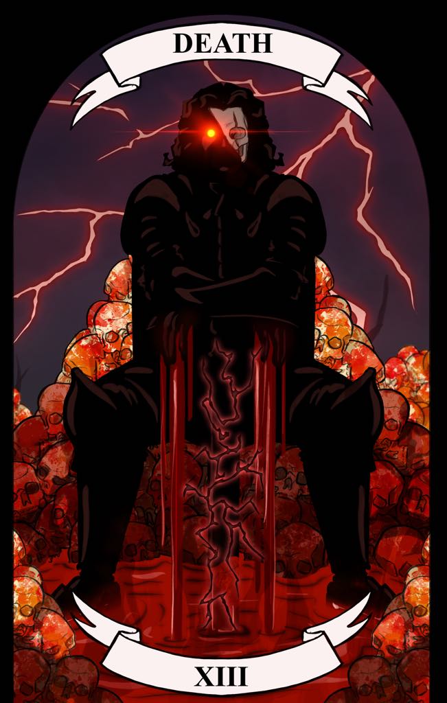 CoffeeQu33n's tweet photo. XIII - Death 
Featuring Kahtlas. First of this series expect more eventually 😅 
#dnd #dnd5e #DnDcharacter #tarot https://t.co/sDls13a9rA