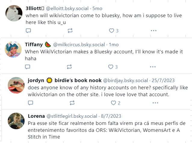 asceticpath's tweet photo. @wikivictorian Buscando a Helena y su trabajo en Blue*sky y sólo encuentro otra gente con la misma necesidad que yo... https://t.co/2X194ur1gF