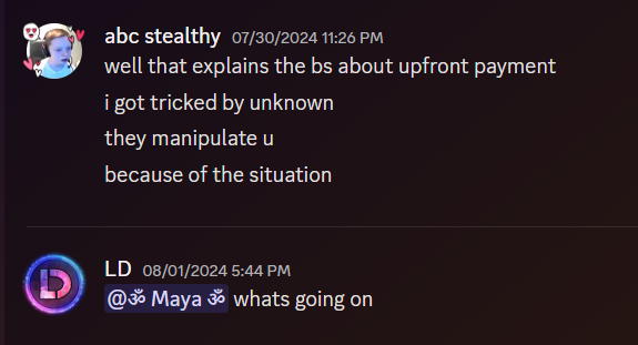stealthyxroblox's tweet photo. I just wanted to warn the dev community to not hire @VeiledMaya, he made us pay upfront 700+ USD and then sent us a free model and ghosted us completely, has not answered for 3 weeks but been doing some smaller commissions for other devs.  #RobloxDev #Robloxvfx #robloxstudio https://t.co/FXGL9KrOer