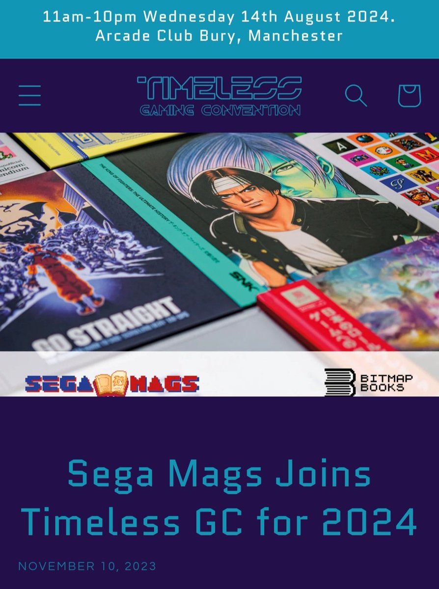 SegaMags's tweet photo. This time next week SegaMags is at @TimelessGC for the first time! 

All mags £2-£5 each.

A huge selection of gaming books from Bitmap, Ninty Media and Pen And Sword, all at show exclusive prices!

Cash or card accepted.

Free sweets.

See you there!

#timelessgamingconvention https://t.co/u4I8bEQAo4