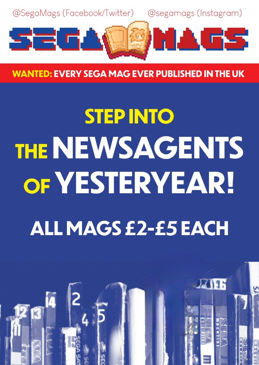 SegaMags's tweet photo. This time next week SegaMags is at @TimelessGC for the first time! 

All mags £2-£5 each.

A huge selection of gaming books from Bitmap, Ninty Media and Pen And Sword, all at show exclusive prices!

Cash or card accepted.

Free sweets.

See you there!

#timelessgamingconvention https://t.co/u4I8bEQAo4