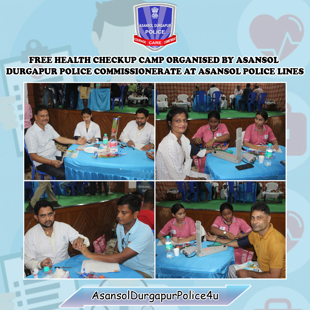 Cpadpc's tweet image. Asansol Durgapur Police Commissionerate organized a free Health checkup camp at Asansol Police Lines in the presence of DCP (HQ), where 166 police personnel received health checkups.

#HealthIsWealth #ADPC
@WBPolice